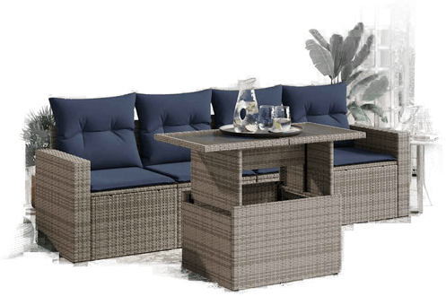 Vidaxl Hagesofa 5 deler grå