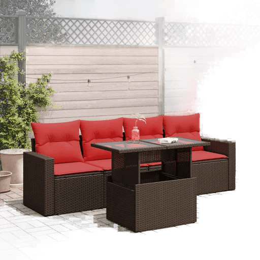 Vidaxl Hagesofa 5 deler brun