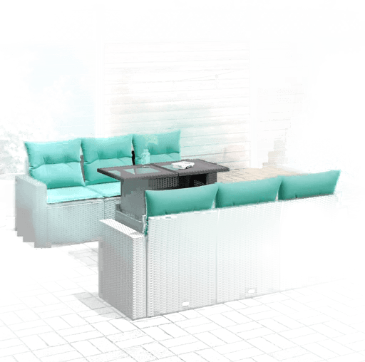 Vidaxl Hagesofa 7 deler svart