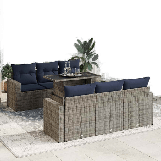 Vidaxl Hagesofa 7 deler grå polyrotting