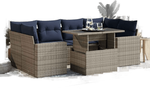 Vidaxl Hagesofa 7 deler grå polyrotting