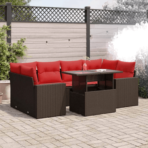 Vidaxl Hagesofa 7 deler brun