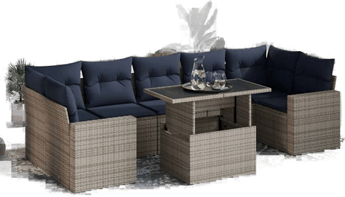 Vidaxl Hagesofa 8 deler grå