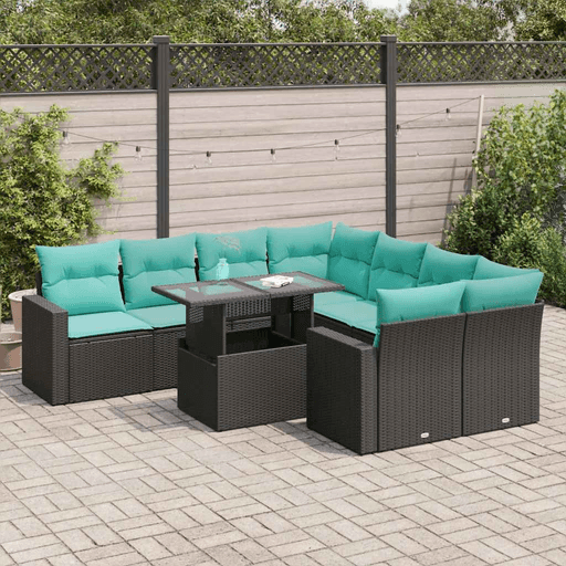 Vidaxl Hagesofa 9 deler svart