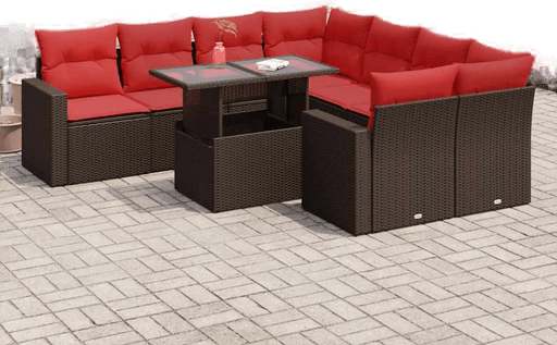 Vidaxl Hagesofa 9 deler brun