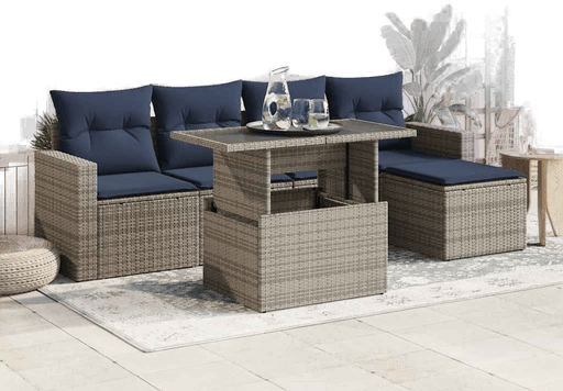 Vidaxl Hagesofa 6 deler grå polyrotting