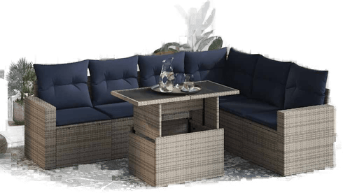 Vidaxl Hagesofa 7 deler svart