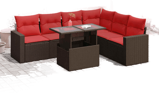 Vidaxl Hagesofa 7 deler grå polyrotting