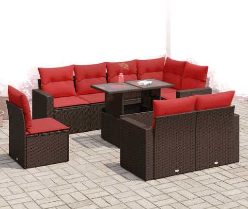 Vidaxl Hagesofa 9 deler brun