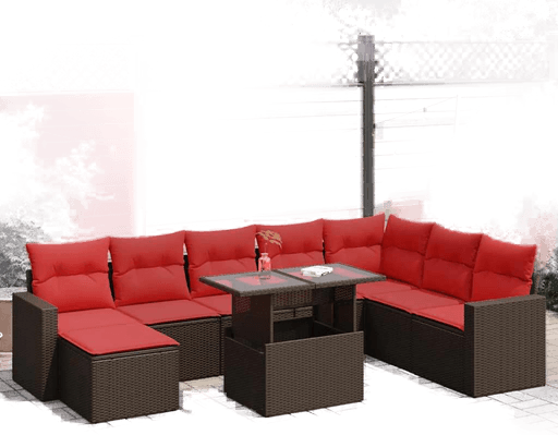 Vidaxl Hagesofa 9 deler brun