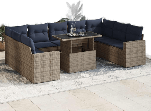 Vidaxl Hagesofa 10 deler grå polyrotting