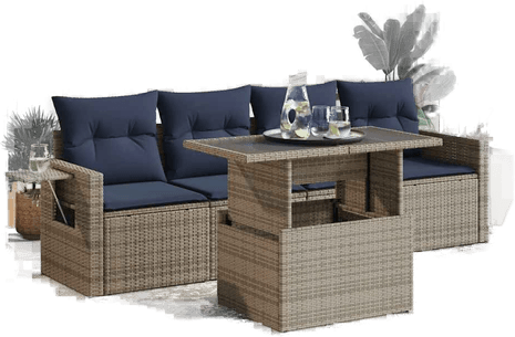 Vidaxl Hagesofa 5 deler grå