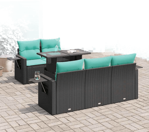 Vidaxl Hagesofa 6 deler svart