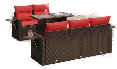 Vidaxl Hagesofa 6 deler brun