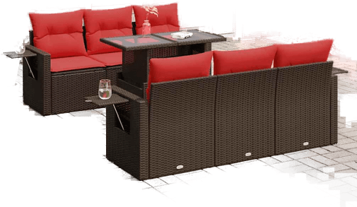 Vidaxl Hagesofa 7 deler brun