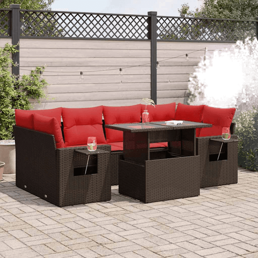 Vidaxl Hagesofa 7 deler brun