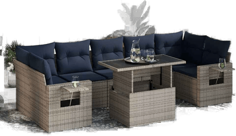 Vidaxl Hagesofa 8 deler grå polyrotting