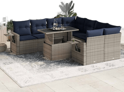 Vidaxl Hagesofa 9 deler grå polyrotting