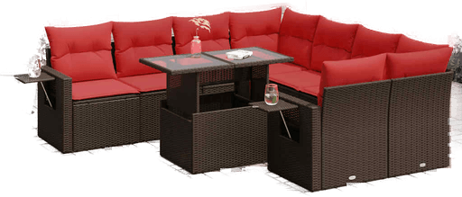 Vidaxl Hagesofa 9 deler brun