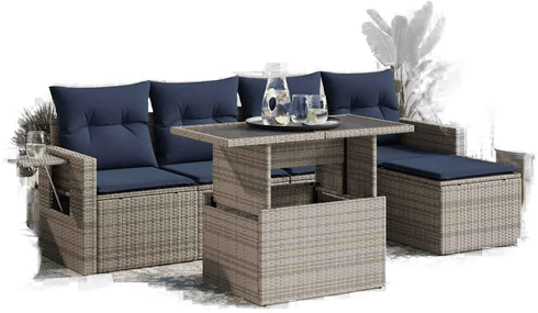 Vidaxl Hagesofa 6 deler grå