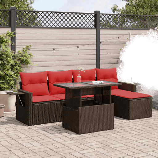 Vidaxl Hagesofa 6 deler brun