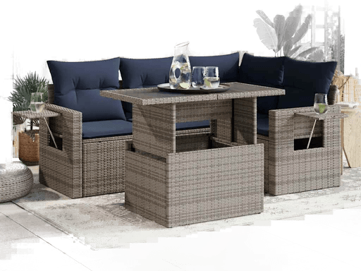 Vidaxl Hagesofa 5 deler grå