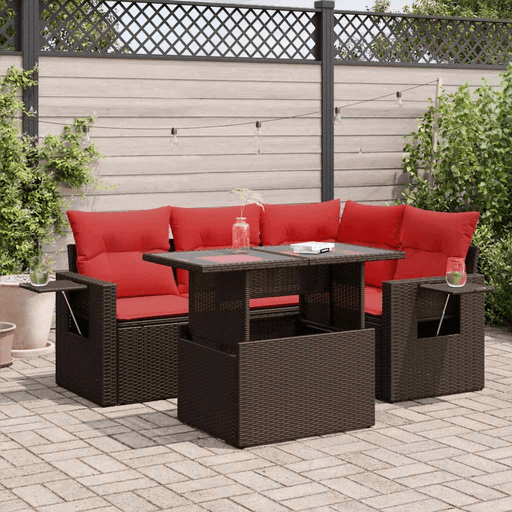 Vidaxl Hagesofa 5 deler brun