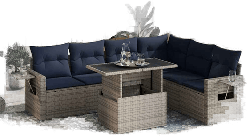 Vidaxl Hagesofa 7 deler grå