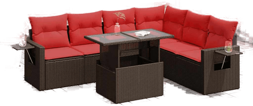 Vidaxl Hagesofa 7 deler brun