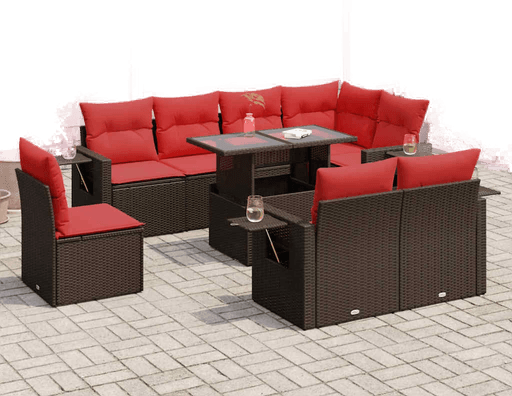 Vidaxl Hagesofa 9 deler brun