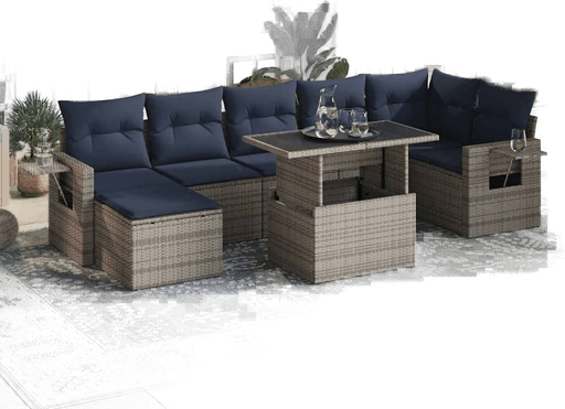 Vidaxl Hagesofa 8 deler grå polyrotting