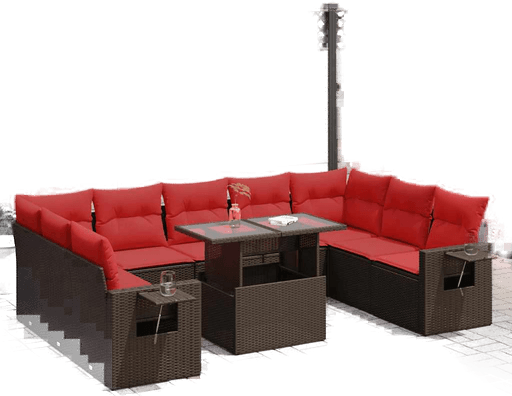 Vidaxl Hagesofa 10 deler brun