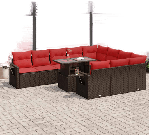 Vidaxl Hagesofa 11 deler brun