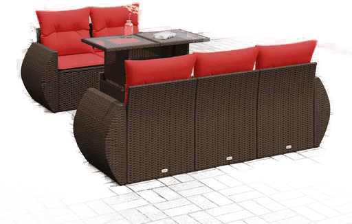 Vidaxl Hagesofa 6 deler brun