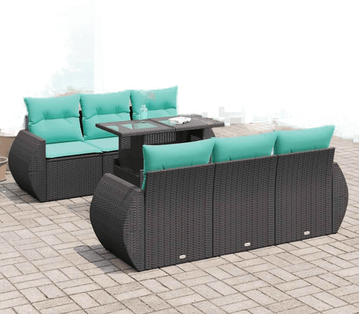 Vidaxl Hagesofa 7 deler svart