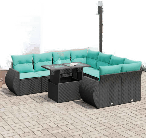 Vidaxl Hagesofa 9 deler svart