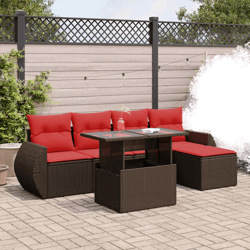 Vidaxl Hagesofa 6 deler brun