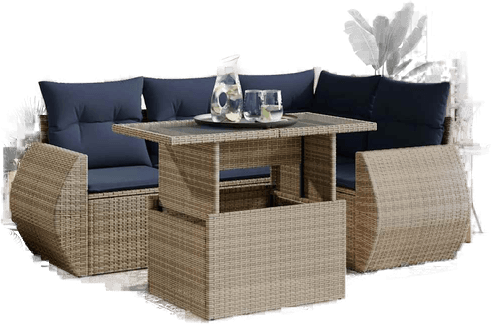 Vidaxl Hagesofa 5 deler grå polyrotting