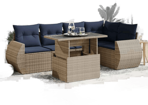 Vidaxl Hagesofa 6 deler grå polyrotting