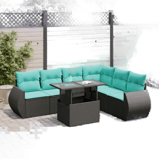 Vidaxl Hagesofa 7 deler svart