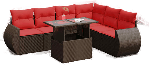 Vidaxl Hagesofa 7 deler brun