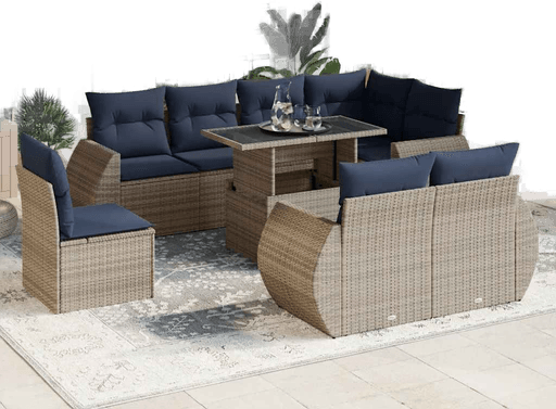 Vidaxl Hagesofa 9 deler grå polyrotting