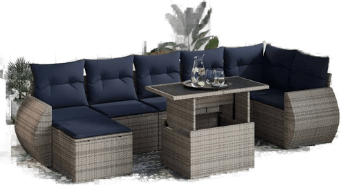 Vidaxl Hagesofa 8 deler grå polyrotting