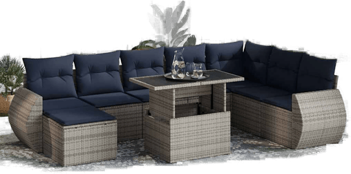 Vidaxl Hagesofa 9 deler grå polyrotting