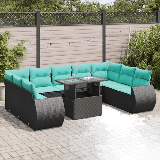 Vidaxl Hagesofa 10 deler svart