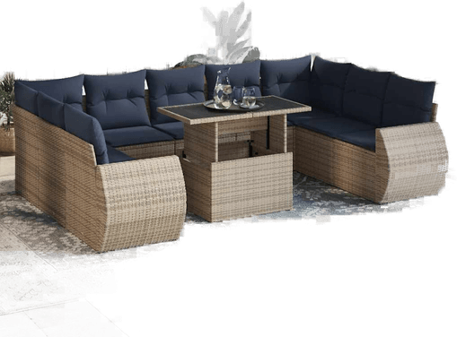 Vidaxl Hagesofa 10 deler grå polyrotting