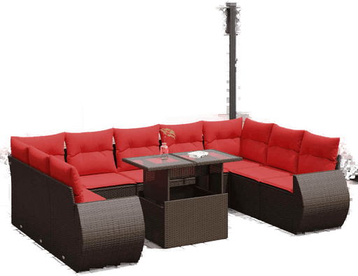 Vidaxl Hagesofa 10 deler brun