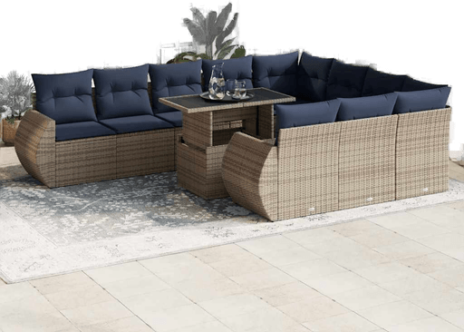 Vidaxl Hagesofa 11 deler grå polyrotting