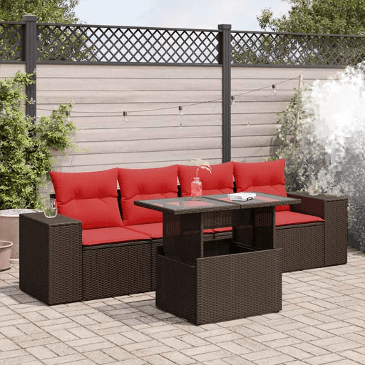 Vidaxl Hagesofa 5 deler brun