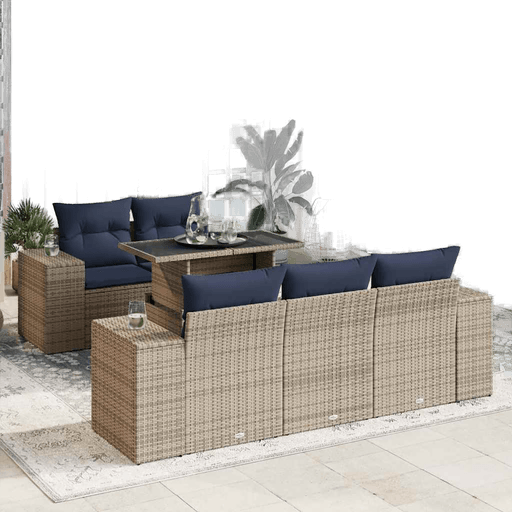 Vidaxl Hagesofa 6 deler grå polyrotting